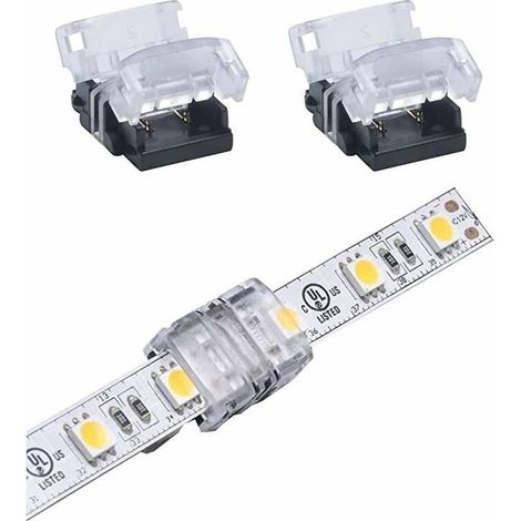 2 connettori rapidi per strisce LED monocromatiche da 8 mm, cavo terminale senza saldatura, adattatore per luce, striscia luminosa pratica Hippo
