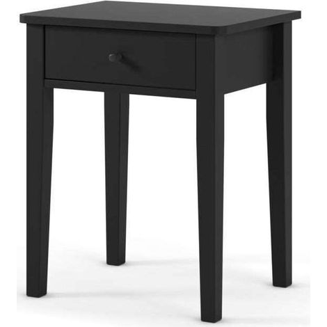 Mesita de noche para dormitorio modelo Barton, 1 cajón acabado negro, 36.4cm(ancho) 55cm(alto) 46cm(largo)