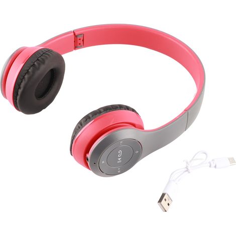Casque Bluetooth Sport Pliable avec Basses Puissantes pour Étudiants et Bureau, Écouteurs Sans Fil Ergonomiques Rouge (1/5)