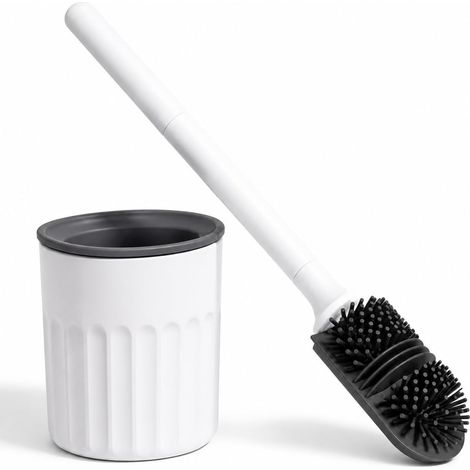 Brosse WC Silicone, Brosse Toilettes WC avec Support, Brosse Toilette Flexible, Antigoutte et Séchage Rapide, Installation Sol ou Mur (1/5)
