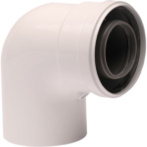 Coude d'extension pour évacuation des fumées de chaudière à condensation, marque ATI, 90 degrés, PP/ALL, diamètre 60/100 mm (1/2)
