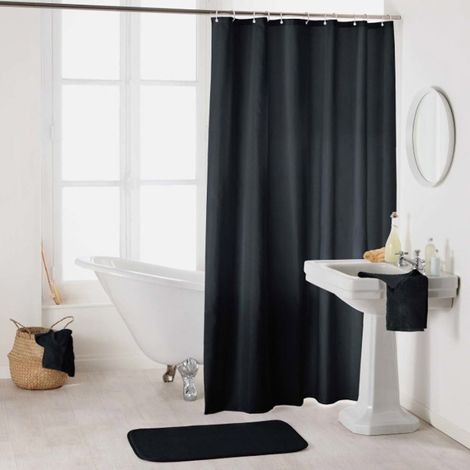 Rideau de Douche Uni "Essencia" 180x200cm Noir (1/2)