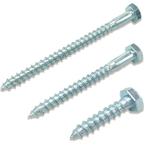 Lot de 30 Vis à tête hexagonale en acier au carbone, Vis autotaraudeuses, vis à tête hexagonale, pour bois, maçonnerie/brique, étagères, fixation murale, fixation(30 mm, 60 mm, 90 mm) (1/5)