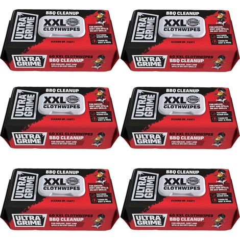 x6 Ultragrime XXL BBQ Grill Utensil Cleaning X60 Textured Power Scrub Wipes 5650 (1/5)