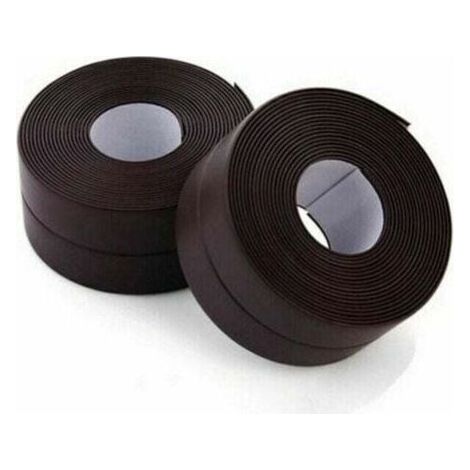 2 Rouleaux de bande d'étanchéité - Imperméable - PVC - Autocollante - Marron - Pour scellage mural, douche, toilette, cuisine, salle de bains (1/4)