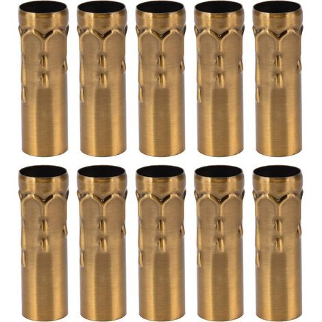 10 Pcs E14 Métal Tube Tête De Lampe Boîtier Fer pour Bougie Lampe Titulaire Tube Base De La Lampe 25x80mm Lustre en Cristal Tube Accessoires D'éclairage Raccords(Bronze doré) (1/4)
