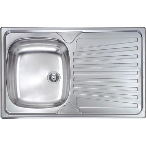 LAVELLO CUCINA DA INCASSO IN ACCIAIO INOX 1 VASCA CON GOCCIOLATOIO MODELLO MONDIAL - CM.86x50 VASCA SINISTRA - PROFONDITÀ VASCA: 15 CM - HID