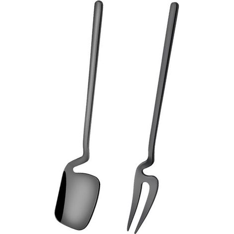 Cuillère-fourchette en acier inoxydable en forme de pelle, à long manche, pour glace ou café. Vaisselle de table. (1/5)
