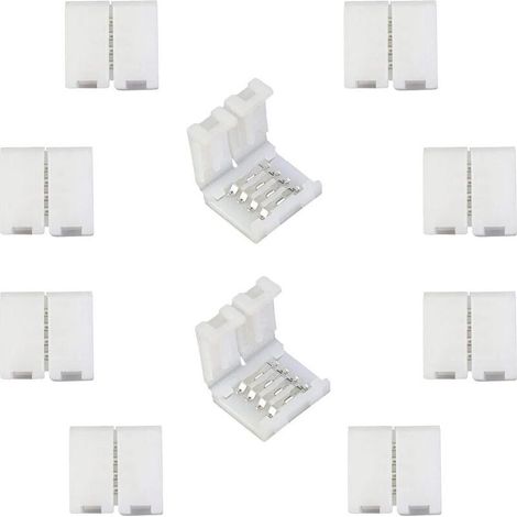 RGB 5050 Connecteur de Ruban LED Connecteur Rapides de Bande LED à 4 Broches pour Strip LED SMD 5050 RGB imperméable et Non-imperméable de 10mm de Large, Soudage Gratuit (10pcs) [Classe énergétique A+ (1/5)