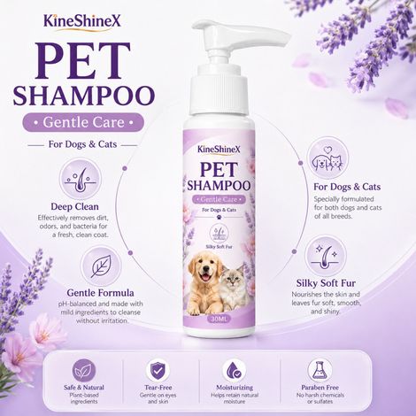 KineShineX Haustier-Shampoo & Duschgel 30 ml – Sanfte Reinigungsformel für Hunde und Katzen, macht das Fell weich (1/5)