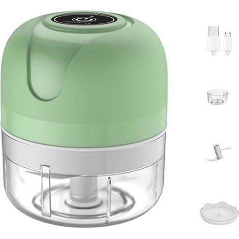 Broyeur d\'aliments Fournitures de cuisine Hachoir à ail Outils 2 couleurs Sans fil 100 ml Vert Électrique Mini Blanc (1/4)