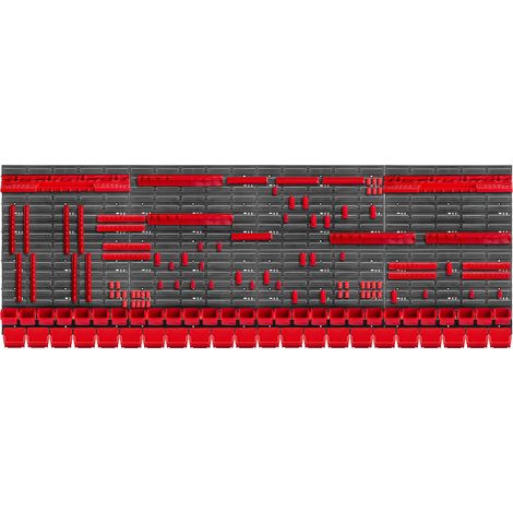 KADAX Werkstattwandregal, Wandplatten, 232 x 78 cm, Rot, 140 tlg.
