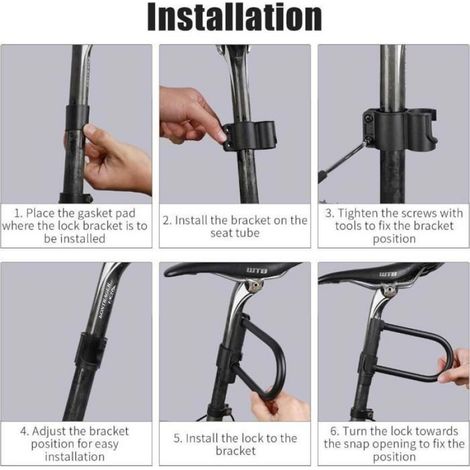 1 Antivol en U, Acier au carbone, Étanche, Antirouille, Support universel, 2 clés, Vélo Moto (1/4)