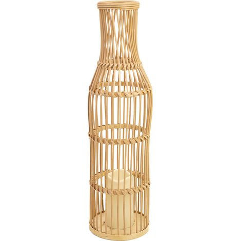 Jarrón trenzado de ratán con vela a pilas D16x59,5h cm (1/5)