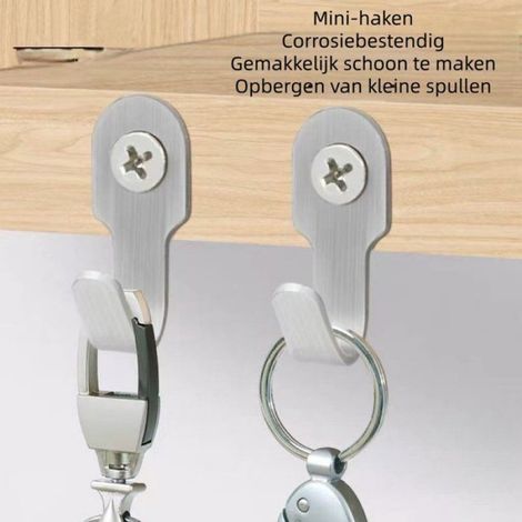 Crochets Inox Pour Salle De Bain, Cuisine Et Porte, 20 Pièces, Avec Vis, Crochets Mural Mini Pour Rangement Maison, Argent (1/4)