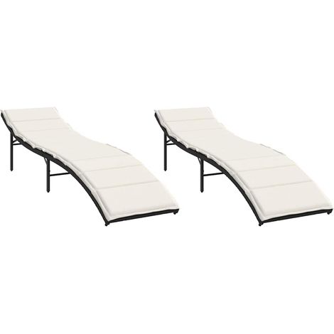 Maison Exclusive - Lettini Prendisole 2 pz con Cuscini Neri in Polyrattan