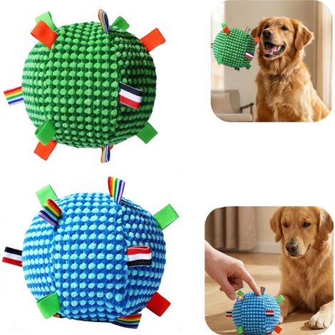 Balles peluche pour chien 17 x 17 cm - jouets sonores à mâcher, plusieurs couleurs (1/5)
