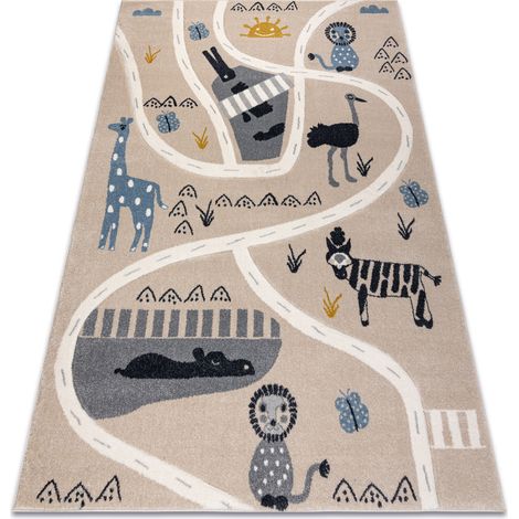 KIDDO carpet 5316 beige / white, zoo animals for children, sensory  beige 200x290 cm (1/5)