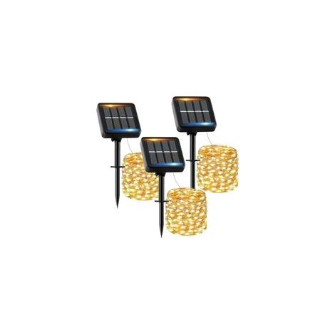 Guirlande Solaire Exterieur 12M 120LED 【Lot de 3】 Guirlande Lumineuse Exterieure Solaire Étanche Blanc Chaud 8 Modes Lumière Solaire Décoration pour Jardin Terrasse Maison Fête Noël Mariage (1/5)