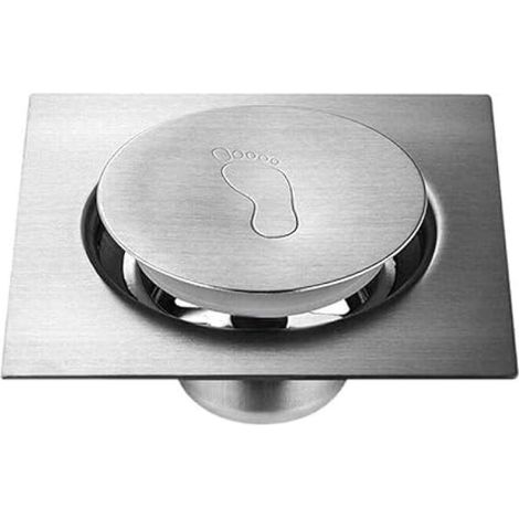 Siphon de sol à pédale, siphon de sol carré pour douche et salle de bain, 10 x 10 cm (1/5)