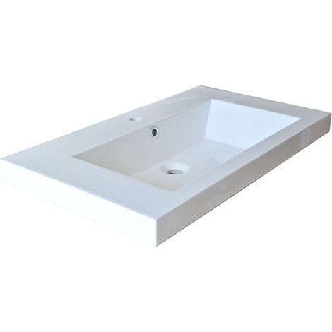 Le Quai Des Affaires – Plan de toilette GLAM 80 cm – Vasque en résine blanc avec trop plein intégré 20L – Dimensions 46x12x80 cm – Épaisseur plateau 60 mm