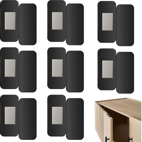 8 paires de verrous magnétiques pour placards – Fixation sans perçage, loquets puissants pour portes de meubles avec adhésif – Aimants de fermeture pour cuisine, armoires, penderies et tiroirs (1/5)