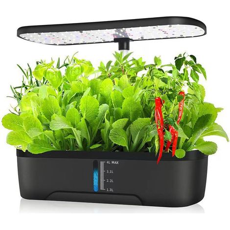 Système de culture hydroponique, jardin d'herbes aromatiques à hauteur réglable avec LED, système de culture d'intérieur, kit de germination pour jardin d'herbes aromatiques d'intérieur (12 trous)-Aqu (1/5)