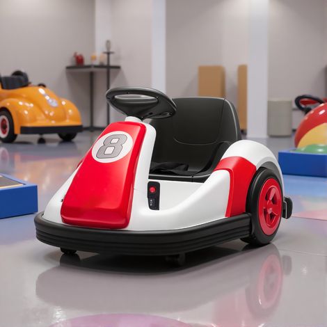 Coche de choque infantil de 6 V, rotación de 360°, coche de choque eléctrico para niños con motores duales, música y claxon.