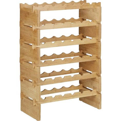 Botellero apilable en 6 niveles 86 cm bambú 130002171 (1/4)