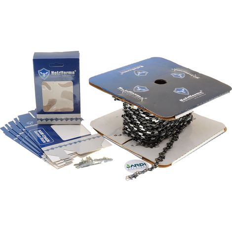 Jardiaffaires – Rouleau de chaîne semi-carrée 25 pieds – Pas 3/8LP – Jauge 043 (1,1mm) – Acier européen pour coupe rapide et tenue à l'affûtage (1/3)
