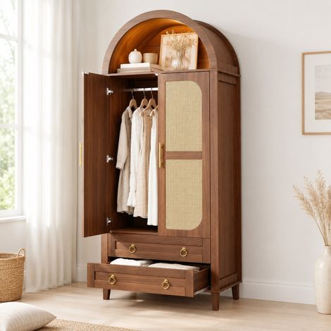 Vaisselier haut 80x40x180 cm noir MDF et panneaux de particules, LED et 2 prises - CHICFURN (1/5)