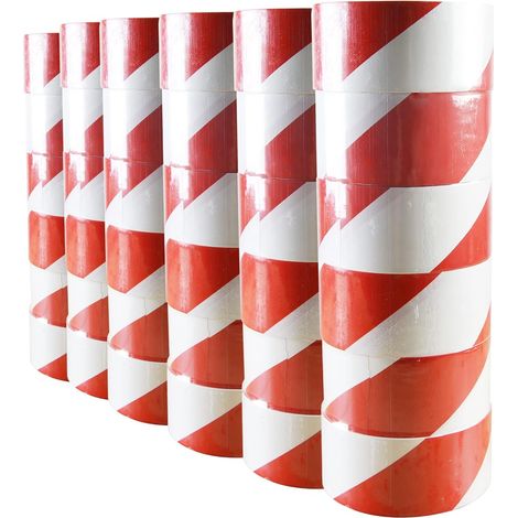 Hazard Warning Marking Tape, Red and White PVC Floor Marking Tape, 50mm x 16.5m, 36 Rolls (1/5)