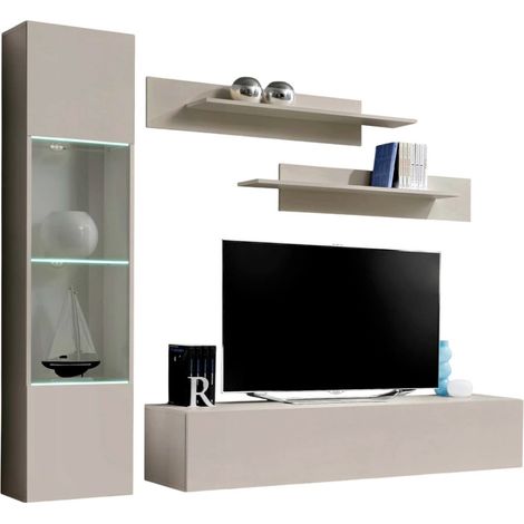 Ensemble Meuble TV Mural "Fly G3" 210cm Beige Gris (1/2)