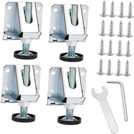 Piedini regolabili per mobili: 4 piedini regolabili con filettatura, regolabili da 0 a 60 mm, robusti e antiscivolo, per armadi, tavoli e mobili contenitori. (1/5)