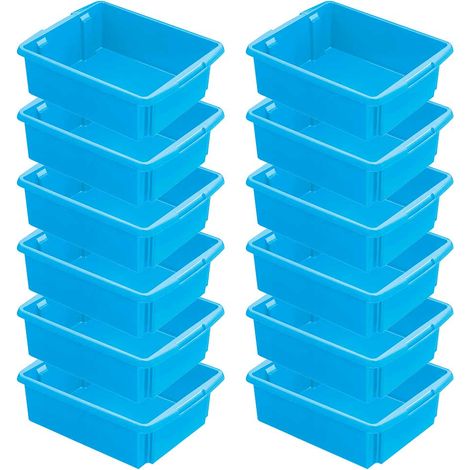 BRB 12x Aufbewahrungsbox, stapelbar, nestbar, 17 Liter, LxBxH 455x360x145 mm, Polypropylen (PP), blau