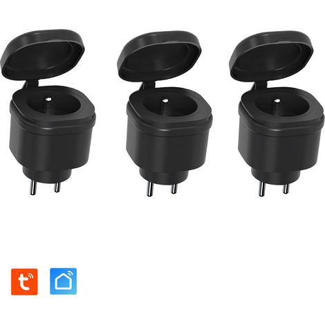 Lot de 3 Prises Extérieures (IP44) 3680W connectées Wifi + Suivi de consommation (1/5)