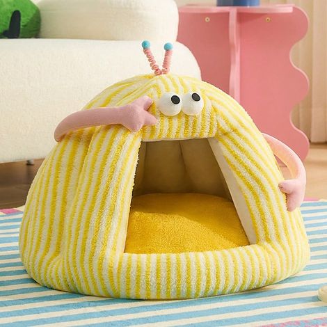 Nid de Chat en Forme de Courge, 4032cm (max 1.5kg), Nid Fermé Peluche Chauffant, Confortable pour Chat/Petit Chien, Intérieur (1/5)