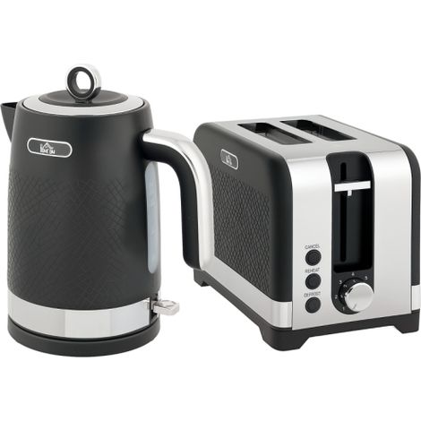 Sleek Black Textured Kettle and Toaster Set for Stylish Kitchen Upgrade. Perfect for Modern Home Essentials.