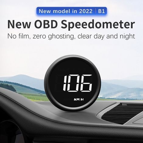 Afficheur tête haute OBD2 B1 – Compteur vitesse, diagnostic auto, écran 2 pouces noir, affichage automatique (1/4)