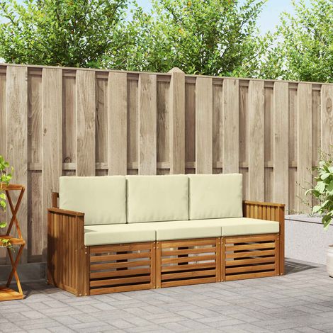 Sofagarnituren 3 pcs Natur und Creme Massivholz Akazie