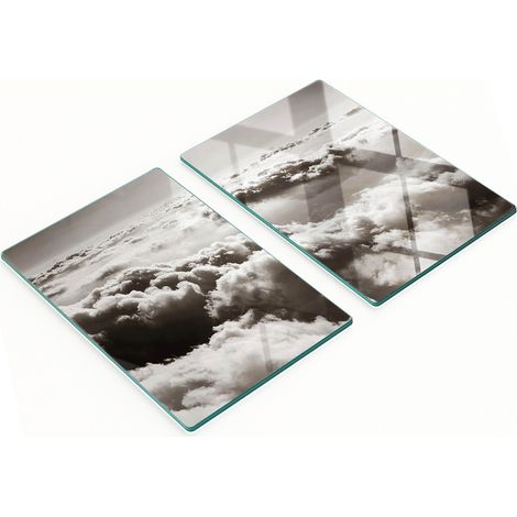 Taglieri da cucina decorativi in vetro con grafica a nuvole, 2x40x52 cm (1/5)