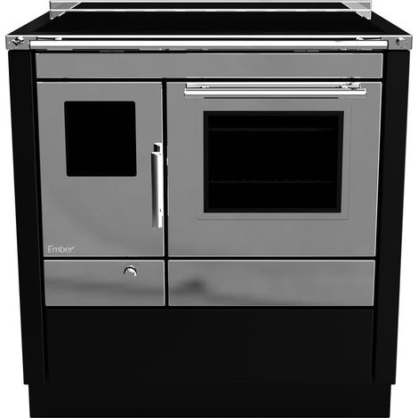 Küchenherd Ember Fire A1 80D-S-GD 5,2 kW Edelstahl-Schwarz Ofen Kamin (1/5)
