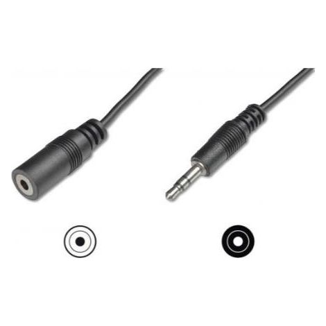 DIGITUS cable de extensión de audio - jack de 3,5 mm a toma de 3,5 mm - Cable auxiliar - cable estéreo - 2,5 m - negro - para sistemas estéreo, cine en casa, barra de sonido, ordenador