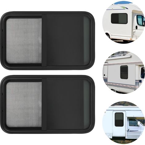 Fenêtre pour camping-car, modèle Teardrop, 45,7 cm (L) x 76,2 cm (H), à coulissement vertical, kit de remplacement pour fenêtre de camping-car (2 fenêtres, avec kit de finition) (1/5)