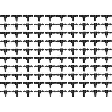 100 4/7 Rohrverbindungsstücke, T-Stücke für Tropfbewässerungssysteme (1/5)