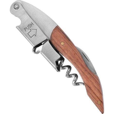 Ouvre-bouteille multifonctionnel en acier inoxydable, couteau à crevettes rotatif en bois massif, couteau à vin rouge (1/5)