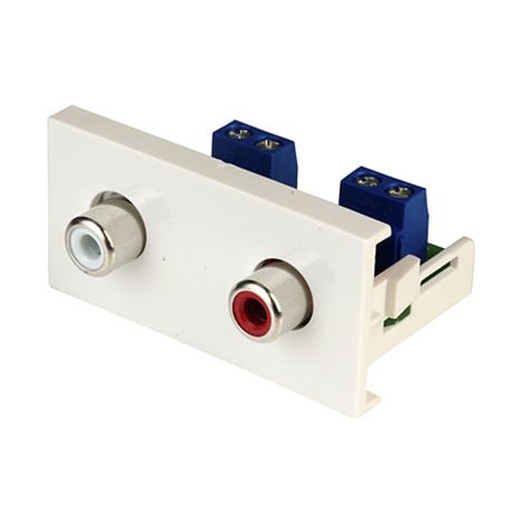Rs Pro – Prise double RCA femelle – 2 connecteurs – Installation facile avec borniers à vis – Compatible câbles RCA standards