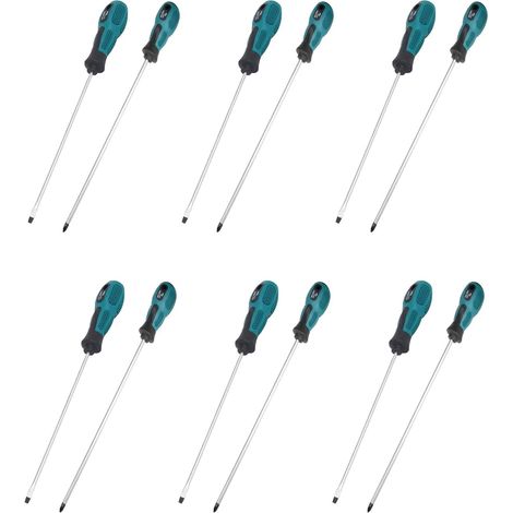 12 Paquets de 12 Pouces de Long Tournevis à Fente et Tournevis à Lame Plate Tournevis MagnéTique avec PoignéE en Caoutchouc (1/5)