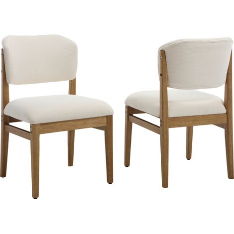 Wahson Chaise Salle à Manger Bois en Chenille, Lot de 2 Chaises de Cuisine avec Dossier Incurvé Chaise Salon Scandinave, pour Cuisine et Chambre, Marron