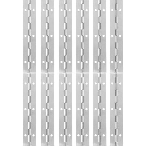Lot de 12 charnières piano robustes en acier inoxydable pour portes de placards, salles de bains, cuisines, meubles, bateaux et applications marines. Quincaillerie durable. (1/5)